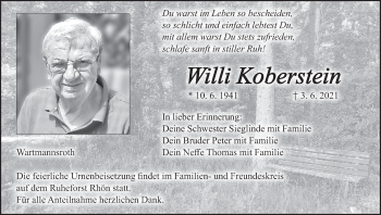 Anzeige von Willi Koberstein von MGO