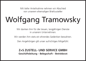 Anzeige von Wolfgang Tramowsky von MGO