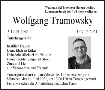 Anzeige von Wolfgang Tramowsky von MGO