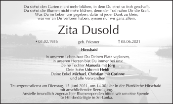 Anzeige von Zita Dusold von MGO
