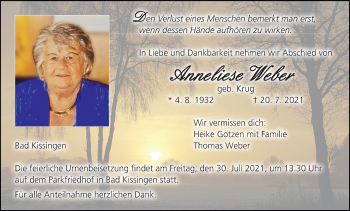 Anzeige von Angelika Weber von MGO