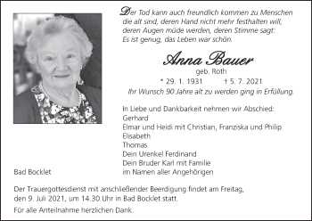 Anzeige von Anna Bauer von MGO