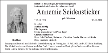 Anzeige von Annemie Seidensticker von MGO