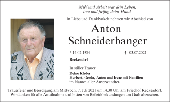Anzeige von Anton Schneiderbanger von MGO