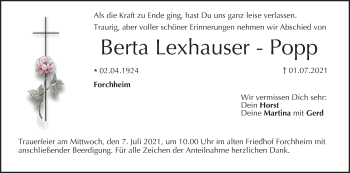 Anzeige von Berta Lexhauser-Popp von MGO