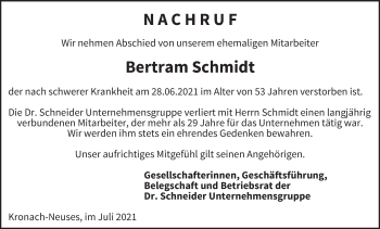 Anzeige von Bertram Schmidt von MGO