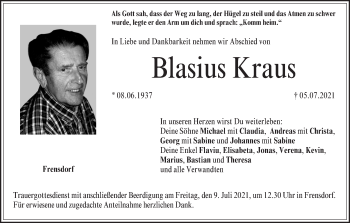 Anzeige von Blasius Kraus von MGO