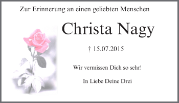 Anzeige von Christa Nagy von MGO