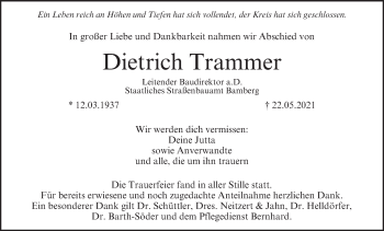 Anzeige von Dietrich Trammer von MGO