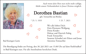 Anzeige von Dorothea Bastian von MGO