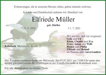 Anzeige von Elfriede Müller von MGO