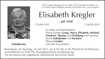 Anzeige von Elisabeth Kregler von MGO