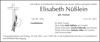 Anzeige von Elisabeth Nüßlein von MGO