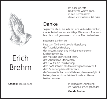 Anzeige von Erich Brehm von MGO