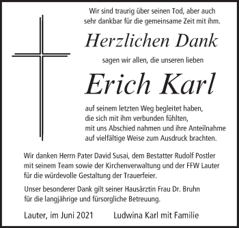 Anzeige von Erich Karl von MGO