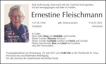 Anzeige von Ernestine Fleischmann von MGO