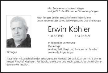 Anzeige von Erwin Köhler von MGO