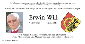 Anzeige von Erwin Will von MGO