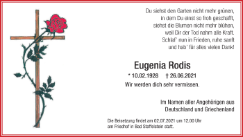 Anzeige von Eugenia Rodis von MGO