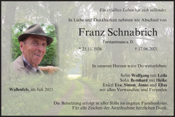Anzeige von Franz Schnabrich von MGO