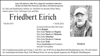 Anzeige von Friedbert Eirich von MGO