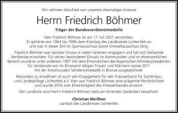 Anzeige von Friedrich Böhmer von MGO
