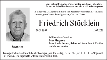 Anzeige von Friedrich Stöcklein von MGO