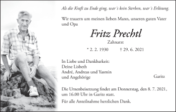 Anzeige von Fritz Prechtl von MGO