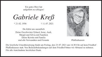 Anzeige von Gabriele Kreß von MGO
