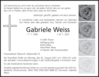Anzeige von Gabriele Weiss von MGO