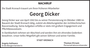 Anzeige von Georg Dicker von MGO