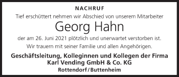 Anzeige von Georg Hahn von MGO