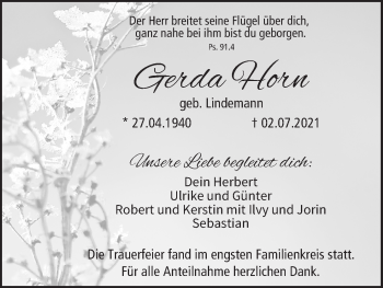 Anzeige von Gerda Horn von MGO