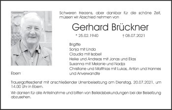 Anzeige von Gerhard Brückner von MGO