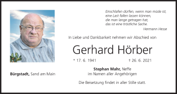 Anzeige von Gerhard Hörber von MGO