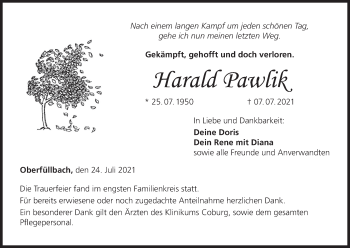 Anzeige von Harald Pawlik von MGO