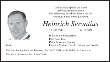 Anzeige von Heinrich Servatius von MGO