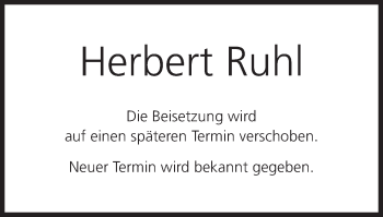 Anzeige von Herbert Ruhl von MGO