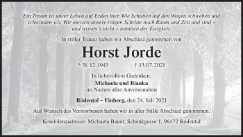 Anzeige von Horst Jorde von MGO