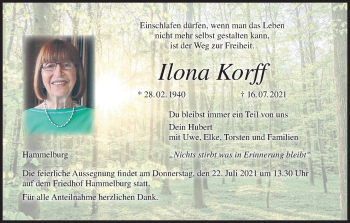 Anzeige von Ilona Korff von MGO