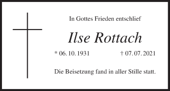 Anzeige von Ilse Rottach von MGO