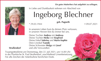 Anzeige von Ingeborg Blechner von MGO
