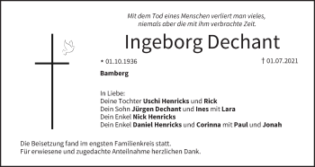 Anzeige von Ingeborg Dechant von MGO