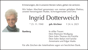 Anzeige von Ingrid Dotterweich von MGO