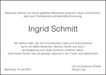 Anzeige von Ingrid Schmitt von MGO