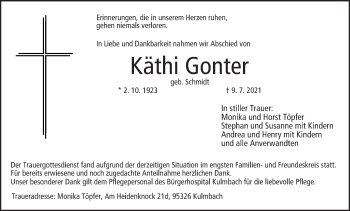 Anzeige von Käthi Gonter von MGO