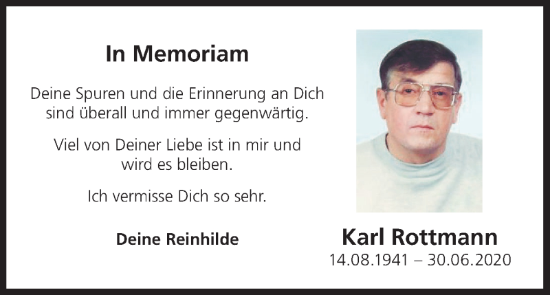  Traueranzeige für Karl Rottmann vom 30.06.2021 aus MGO