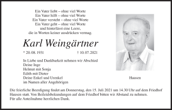 Anzeige von Karl Weingärtner von MGO