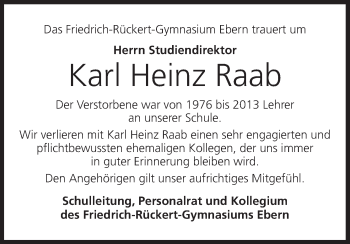 Anzeige von Karl Heinz Raab von MGO