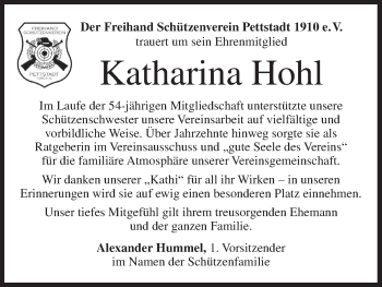 Anzeige von Katharina Hohl von MGO